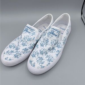 adidas White Slip-On Sneakers with Blue Disney Print